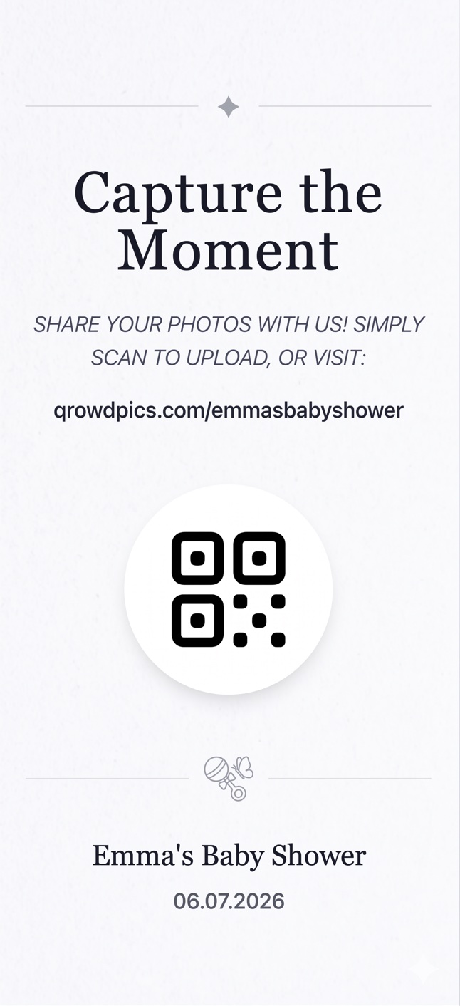 Qrowd Pics event creation interface