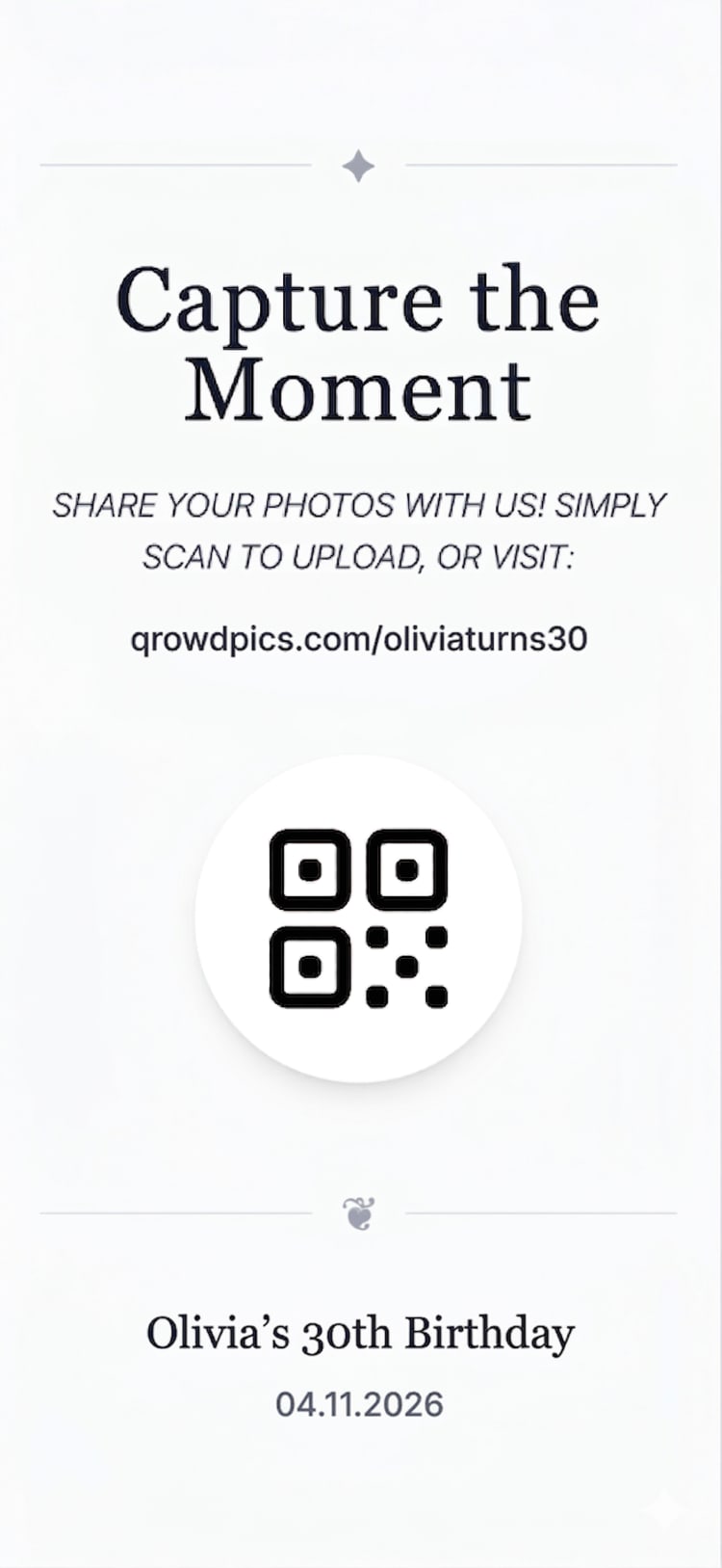 Qrowd Pics event creation interface