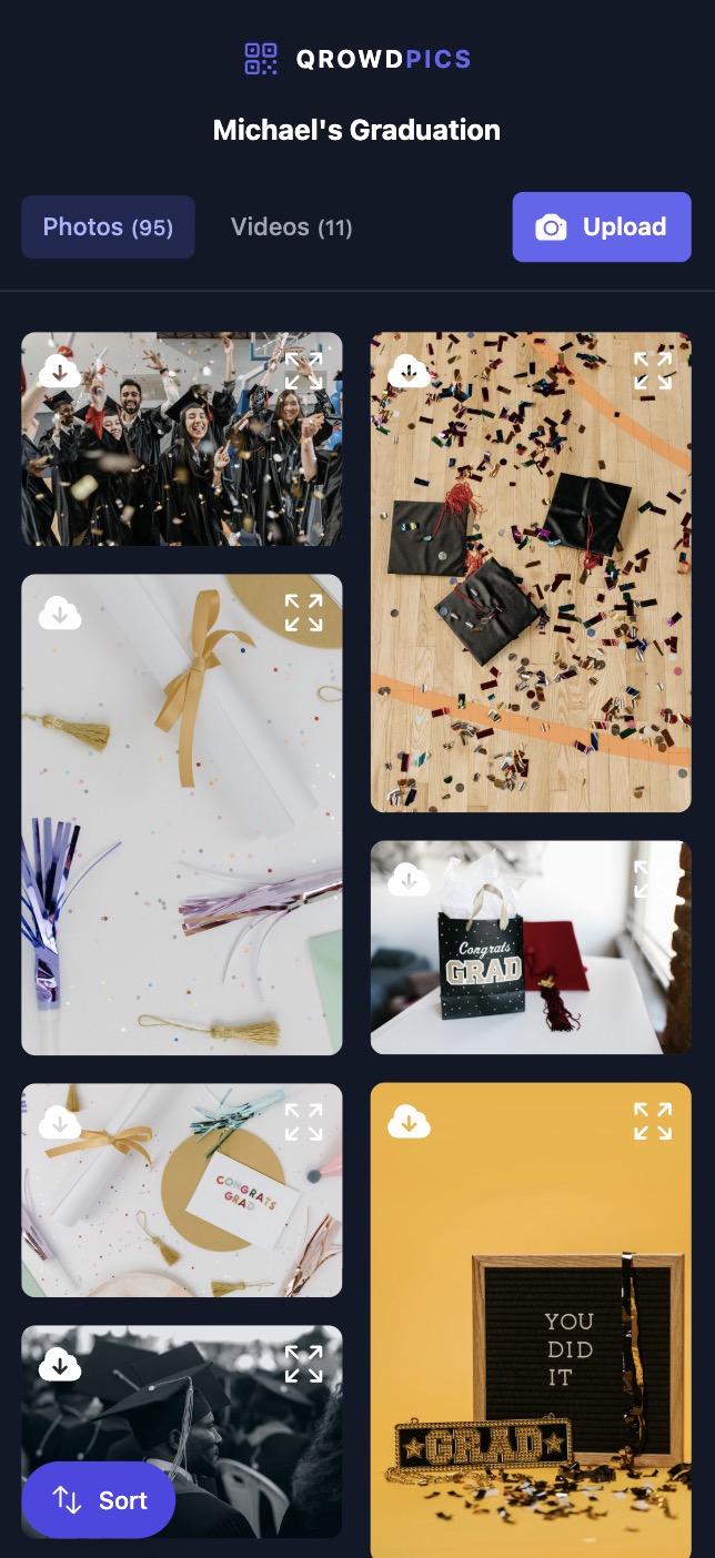 Qrowd Pics event creation interface