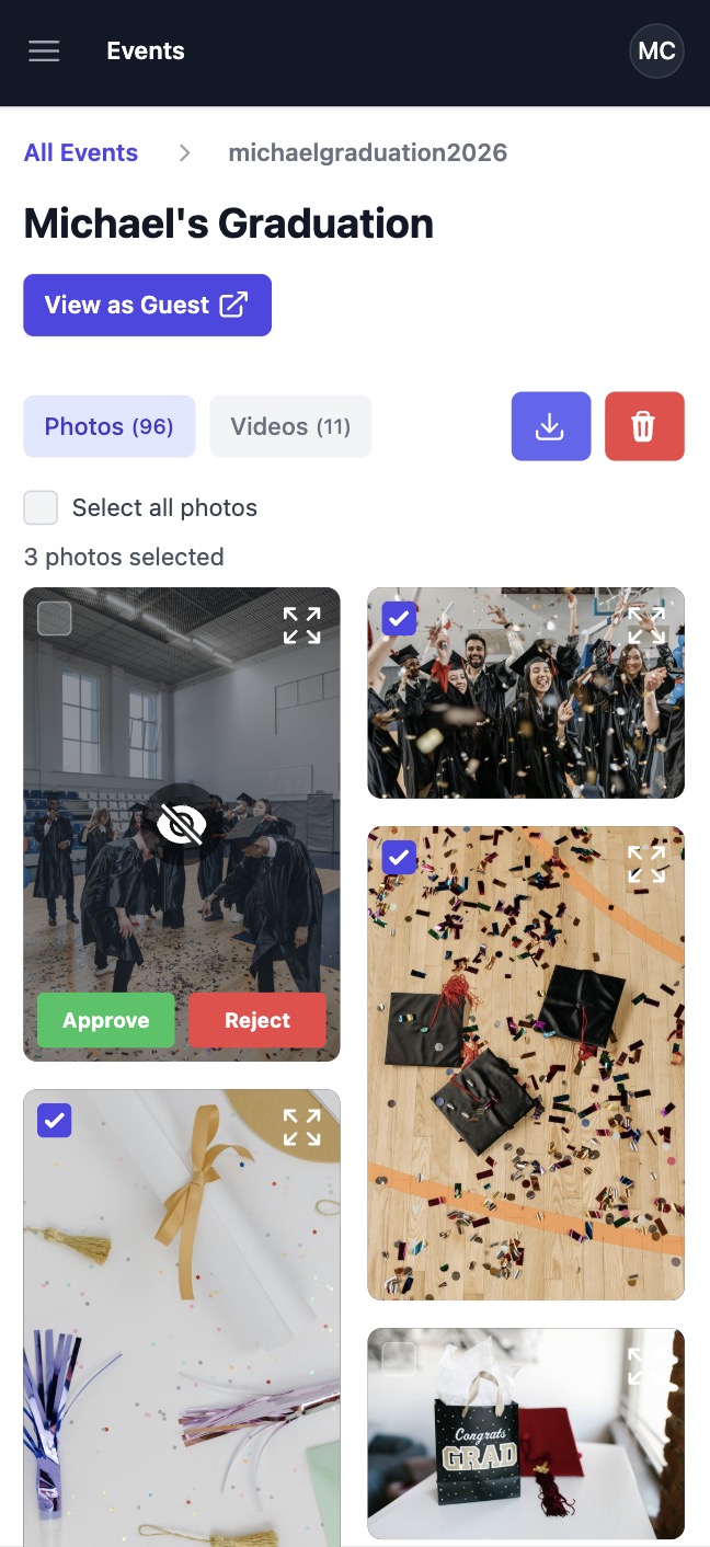 Qrowd Pics event creation interface